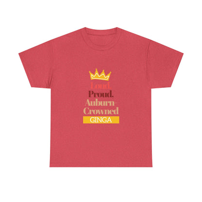 Proud Auburn Crowned Ginga T-Shirt - Unisex Heavy Cotton Tee, Gift for Her, Family Reunion, Birthday, Casual Wear, Motivational Tee