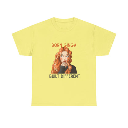 Born Ginga Unisex Heavy Cotton Tee - Built Different, Casual T-Shirt, Unique Graphic Tee, Gift for Her, Trendy Apparel