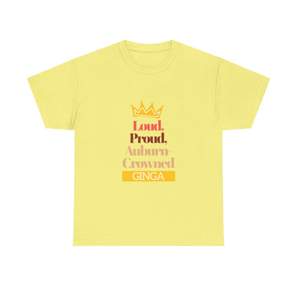 Proud Auburn Crowned Ginga T-Shirt - Unisex Heavy Cotton Tee, Gift for Her, Family Reunion, Birthday, Casual Wear, Motivational Tee