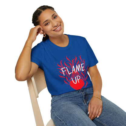 Fiery Motivation Unisex T-Shirt, Flame Up Graphic Tee, Gift for Fitness Lovers, Workout Apparel, Casual Wear