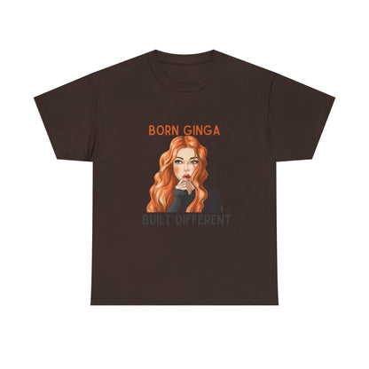 Born Ginga Unisex Heavy Cotton Tee - Built Different, Casual T-Shirt, Unique Graphic Tee, Gift for Her, Trendy Apparel
