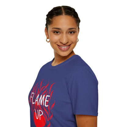 Fiery Motivation Unisex T-Shirt, Flame Up Graphic Tee, Gift for Fitness Lovers, Workout Apparel, Casual Wear