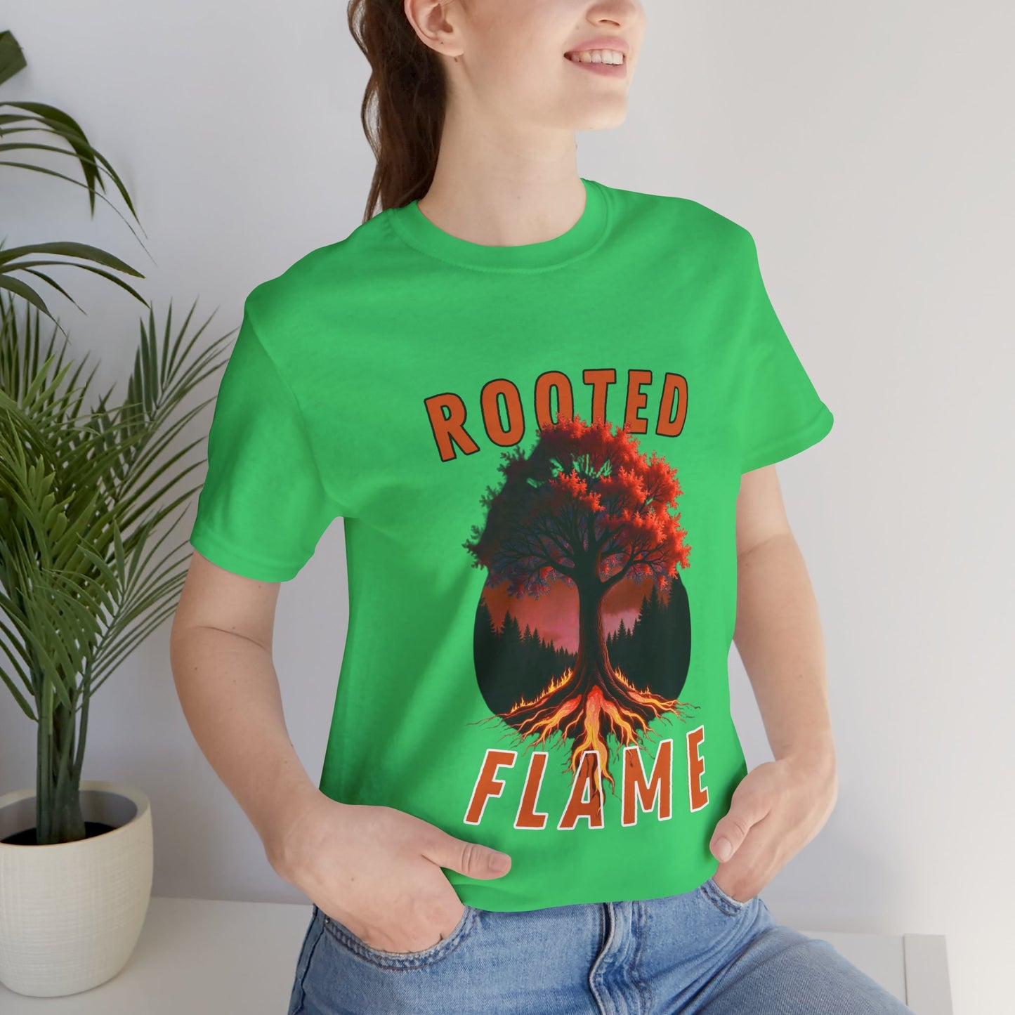 Rooted Flame Unisex Tee - Nature-Inspired Graphic Shirt, Casual Wear, Gift for Nature Lovers, Eco-Friendly Fashion, Fall Vibes