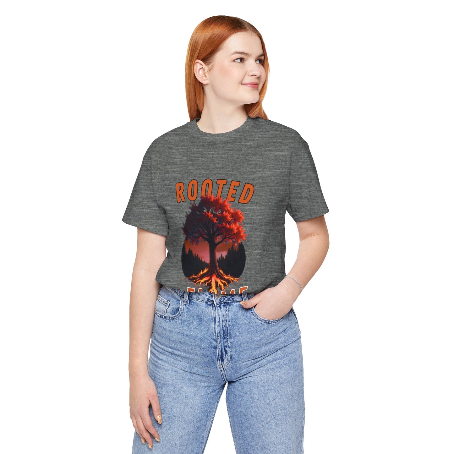 Rooted Flame Unisex Tee - Nature-Inspired Graphic Shirt, Casual Wear, Gift for Nature Lovers, Eco-Friendly Fashion, Fall Vibes