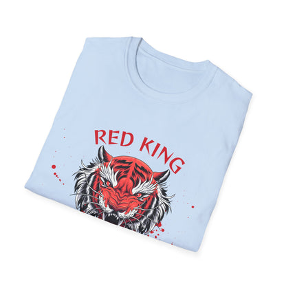 Fierce Red King Tiger T-Shirt, Bold Graphic Tee, Unisex Apparel, Streetwear Style, Gift for Animal Lovers
