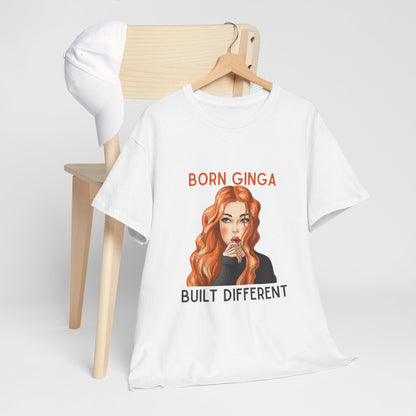Born Ginga Unisex Heavy Cotton Tee - Built Different, Casual T-Shirt, Unique Graphic Tee, Gift for Her, Trendy Apparel