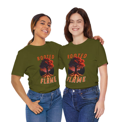 Rooted Flame Unisex Tee - Nature-Inspired Graphic Shirt, Casual Wear, Gift for Nature Lovers, Eco-Friendly Fashion, Fall Vibes