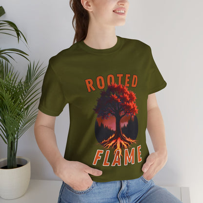 Rooted Flame Unisex Tee - Nature-Inspired Graphic Shirt, Casual Wear, Gift for Nature Lovers, Eco-Friendly Fashion, Fall Vibes
