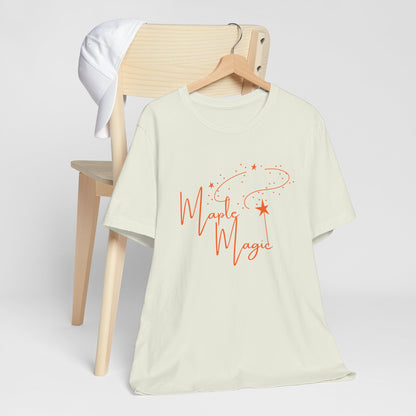 Maple Magic Unisex Tee, Cute Graphic Shirt, Fall Apparel, Seasonal Gift, Nature Lover T-Shirt, Cozy Vibes Fashion