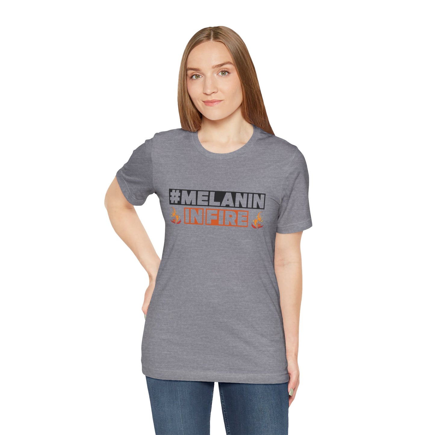 #MELANIN IN FIRE Tee - Empowering Unisex Jersey Short Sleeve, Black History Month, Gift for Friends, Pride Apparel, Urban Fashion