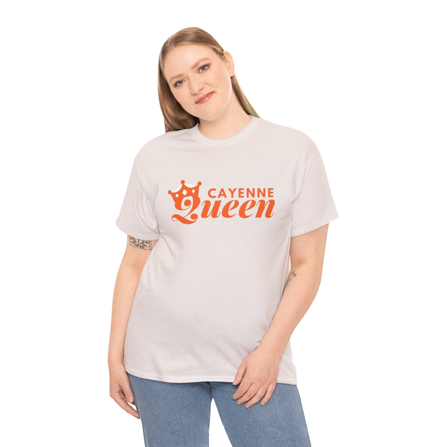 Cayenne Queen Unisex Heavy Cotton Tee, Casual Wear, Gift for Her, Birthday Shirt, Fun Quote Tee, Soft Cotton Top