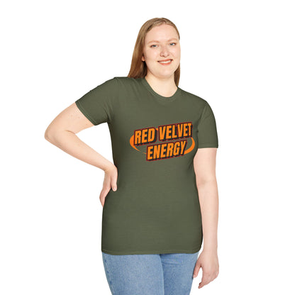 Unisex Softstyle T-Shirt with 'Red Velvet Energy' Design, Casual Tee, Gift for Friends, Fun Graphic Shirt, Energy Vibe Tee