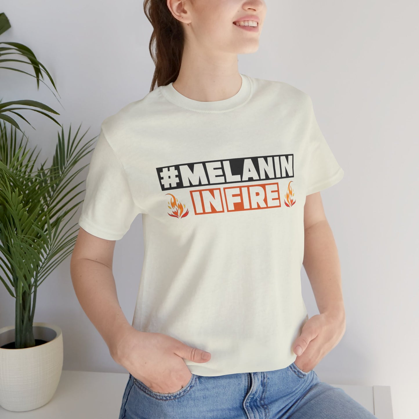 #MELANIN IN FIRE Tee - Empowering Unisex Jersey Short Sleeve, Black History Month, Gift for Friends, Pride Apparel, Urban Fashion