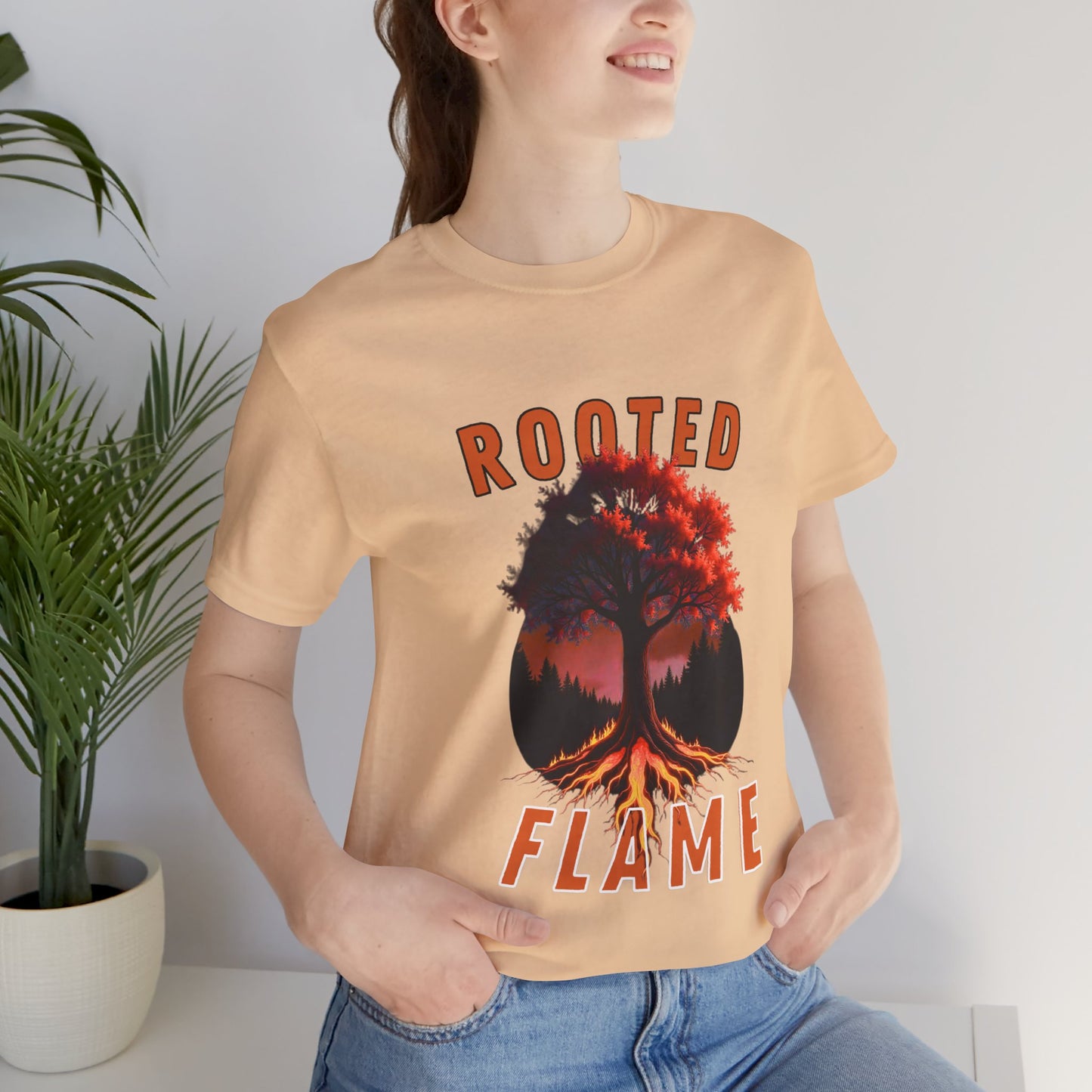 Rooted Flame Unisex Tee - Nature-Inspired Graphic Shirt, Casual Wear, Gift for Nature Lovers, Eco-Friendly Fashion, Fall Vibes