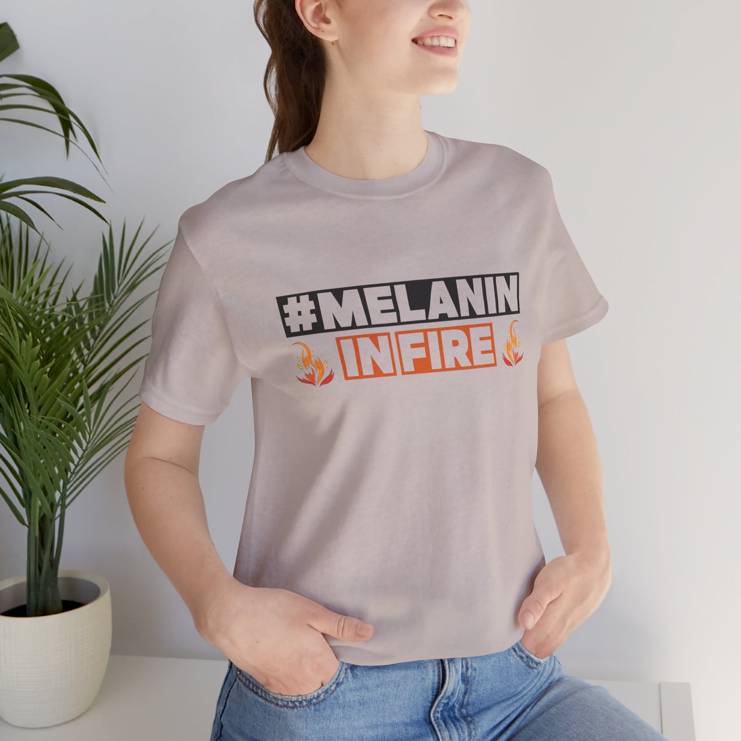 #MELANIN IN FIRE Tee - Empowering Unisex Jersey Short Sleeve, Black History Month, Gift for Friends, Pride Apparel, Urban Fashion