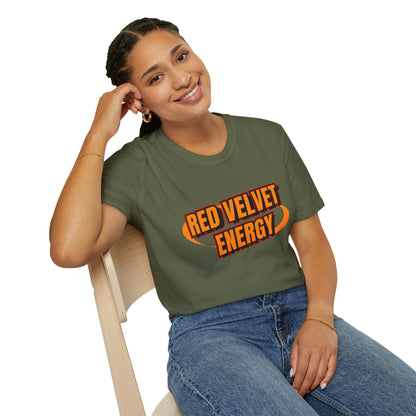 Unisex Softstyle T-Shirt with 'Red Velvet Energy' Design, Casual Tee, Gift for Friends, Fun Graphic Shirt, Energy Vibe Tee