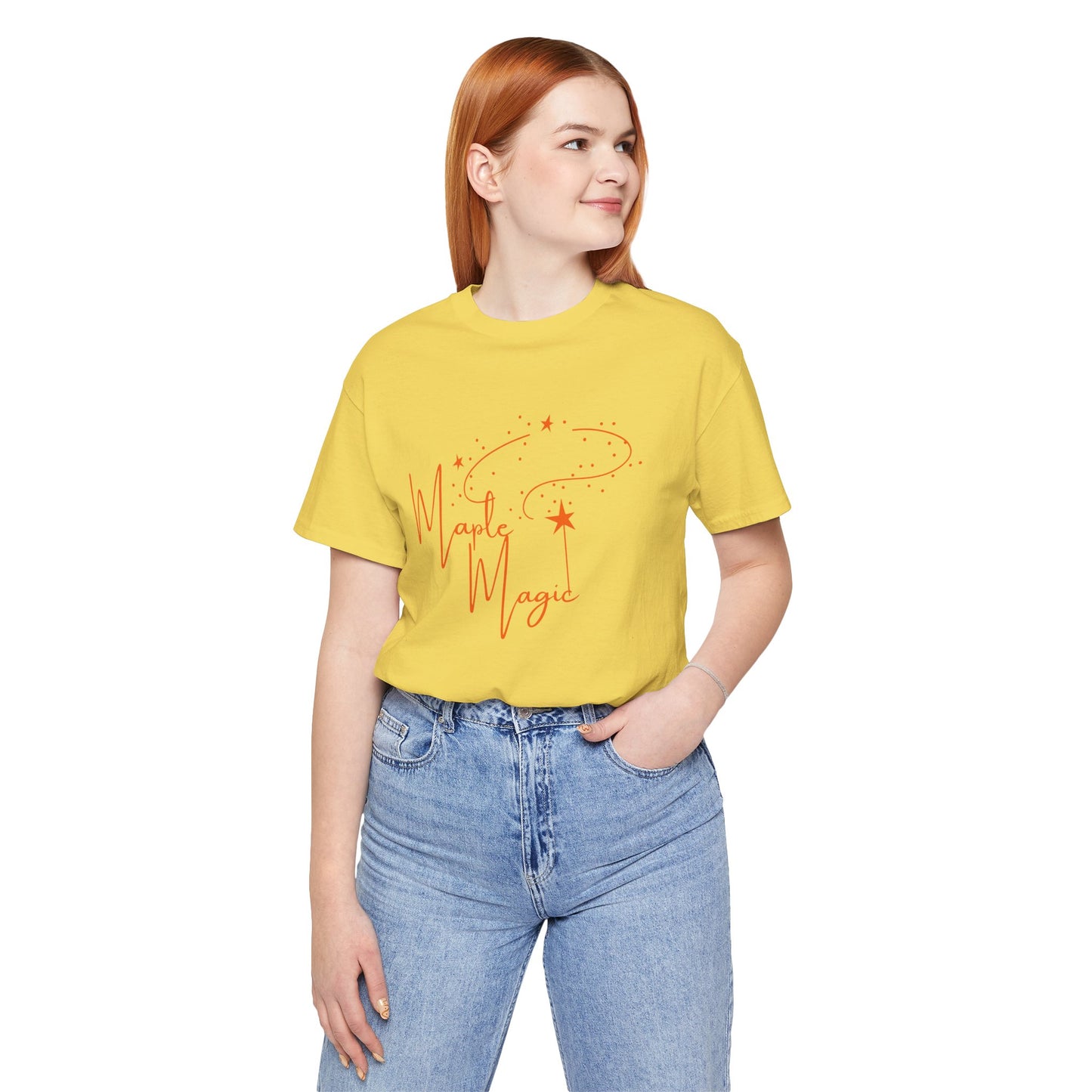 Maple Magic Unisex Tee, Cute Graphic Shirt, Fall Apparel, Seasonal Gift, Nature Lover T-Shirt, Cozy Vibes Fashion