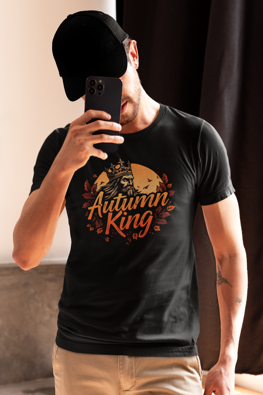 Autumn King Tee, Fall T-Shirt for Men and Women, Cozy Autumn Shirt, Seasonal Gift, Harvest Celebration Apparel