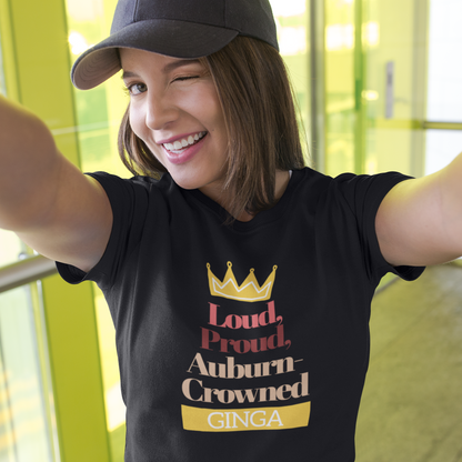 Proud Auburn Crowned Ginga T-Shirt - Unisex Heavy Cotton Tee, Gift for Her, Family Reunion, Birthday, Casual Wear, Motivational Tee