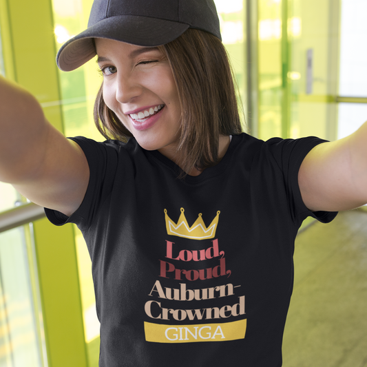 Proud Auburn Crowned Ginga T-Shirt - Unisex Heavy Cotton Tee, Gift for Her, Family Reunion, Birthday, Casual Wear, Motivational Tee
