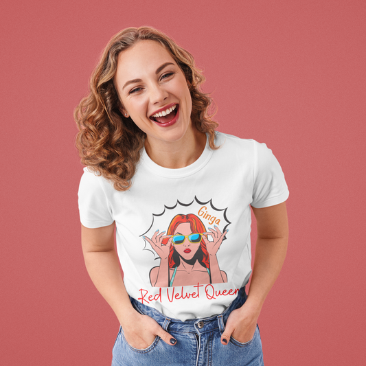 Red Velvet Queen Unisex Tee, Oversized Graphic Shirt, Chic Fashion Top, Retro Summer Wear, Gift for Fashion Lovers