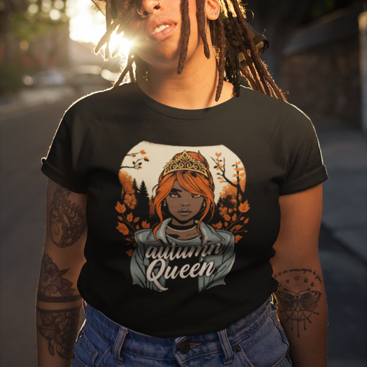 Autumn Queen Graphic Tee, Fall Fashion Shirt, Cozy T-Shirt, Gift for Her, Seasonal Apparel, Streetwear Style, Unisex Top