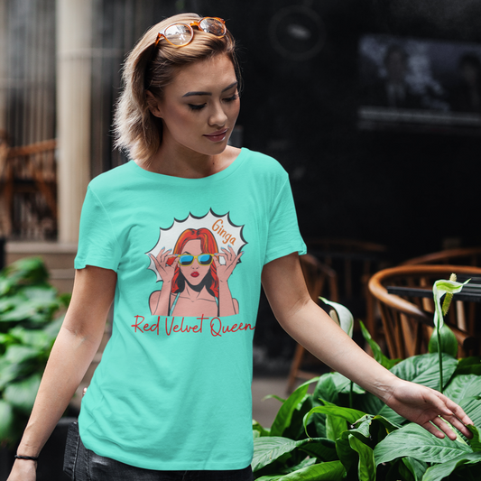 Red Velvet Queen Unisex Tee, Oversized Graphic Shirt, Chic Fashion Top, Retro Summer Wear, Gift for Fashion Lovers